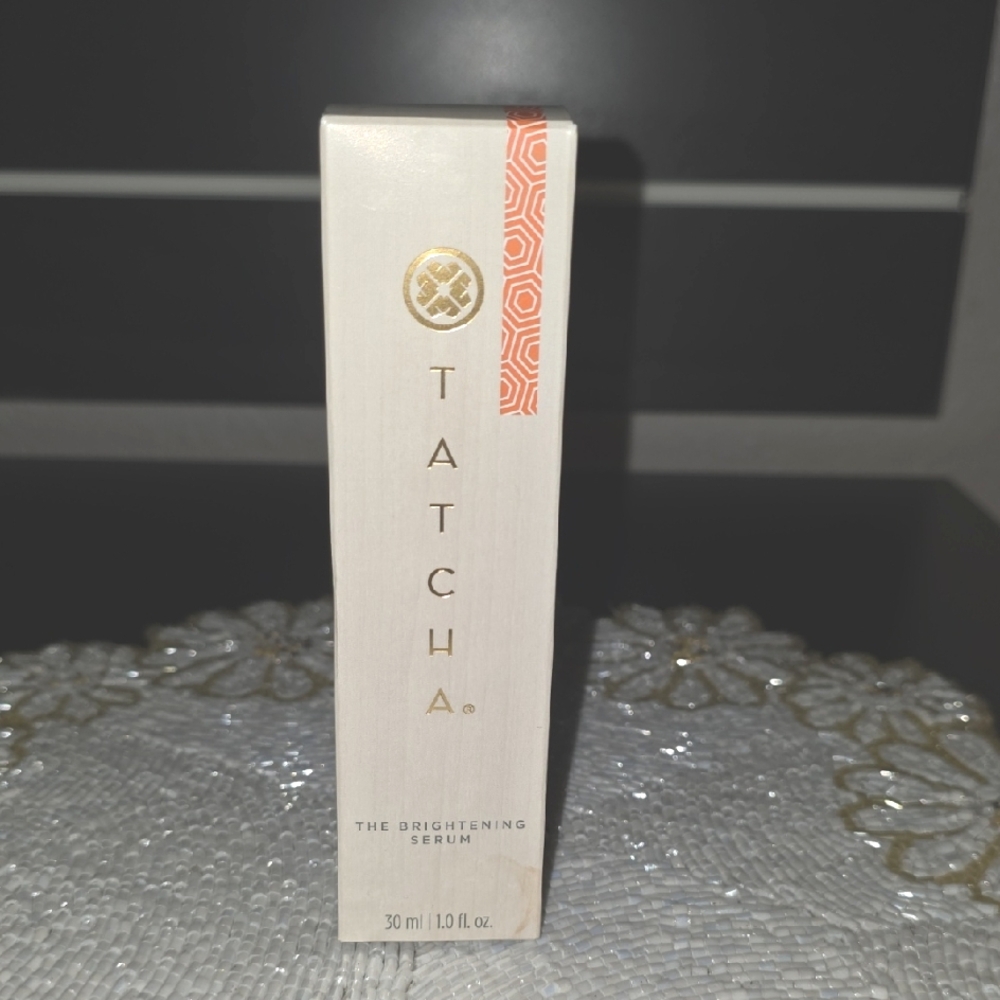 Tatcha Brightening Serum in White and Orange Packaging